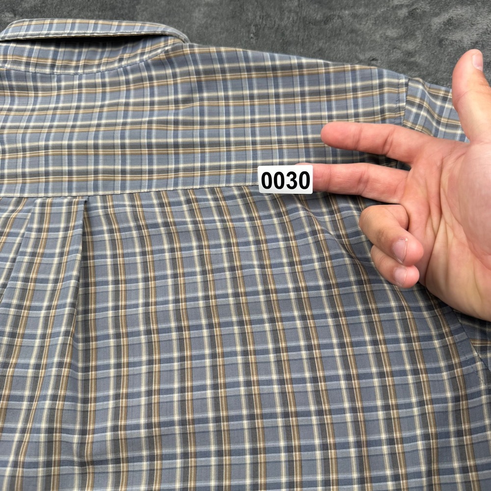 Puritan Mens XL Blue Tan Plaid Short Sleeve Button Down Shirt Collared Pocket - Picture 8 of 8
